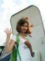 Ania enters the plane